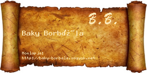 Baky Borbála névjegykártya